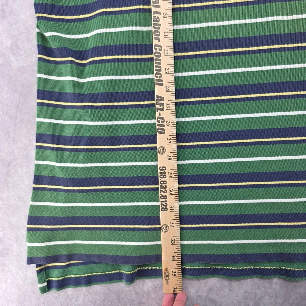 Polo Ralph Lauren Mens 3XLT Tall Striped Polo Shirt Green Pique Short Sleeve